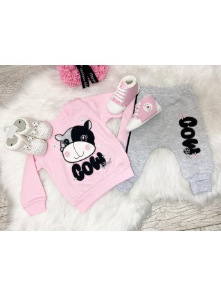 Komplecik COW Różowy 3 miesiące