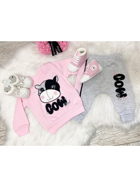 Komplecik COW Różowy 9 miesięcy
