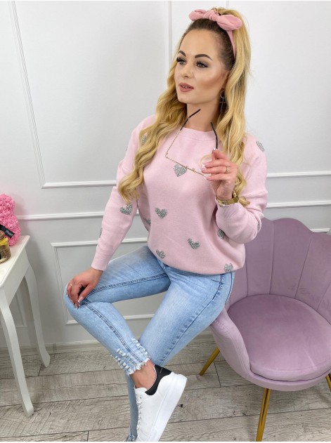 Sweter Pudrowy Serca